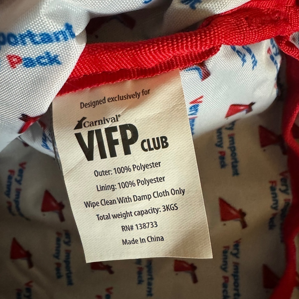 Carnival Cruise VIFP past guest gift - blue fanny pack / belt bag New in package - Picture 8 of 9